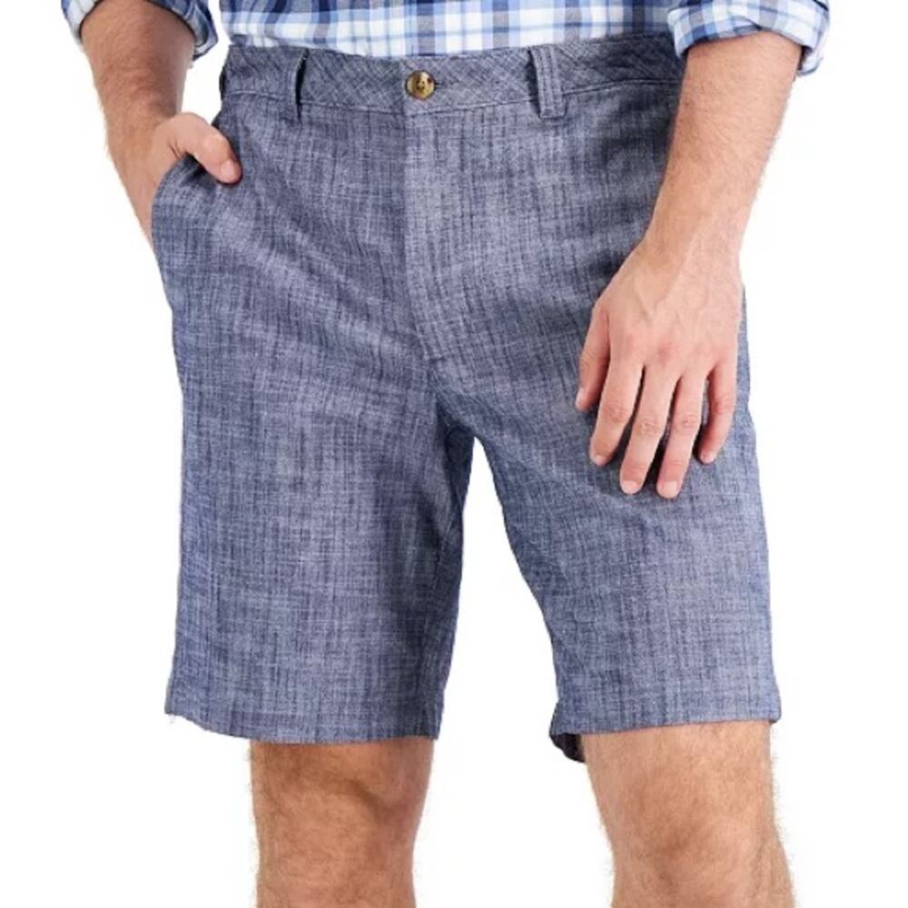 NWT CLUB ROOM‎ Men's Stretch Chambray Chino Shorts size 30
